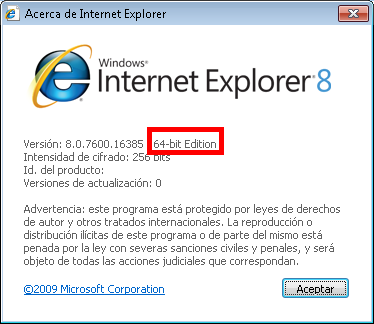consejo IE 64 bits